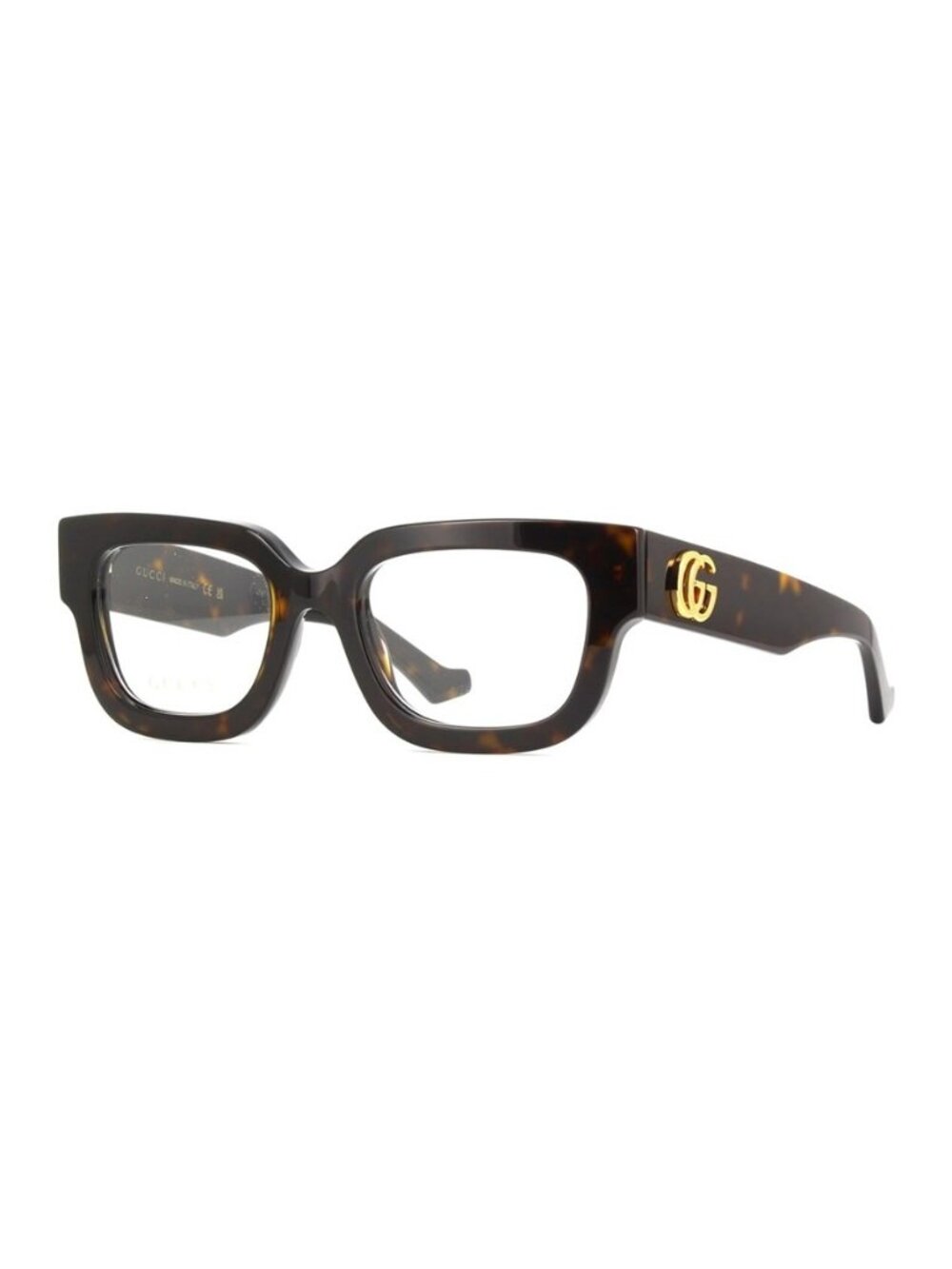 New Authentic Gucci Women's Shiny Dark Havana Square Acetate Glasses